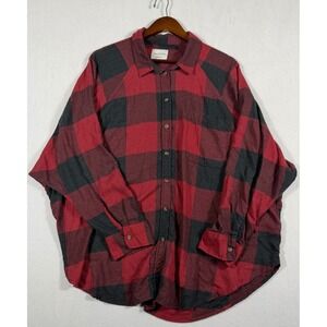 American Eagle XL Red Black Buffalo Plaid Oversized Flannel Button Down Shirt